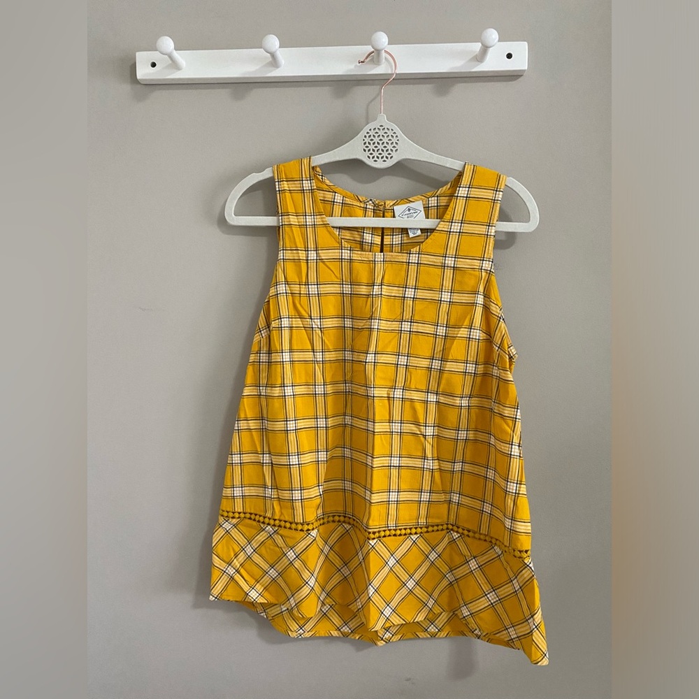 St. John's Bay Yellow Plaid Top